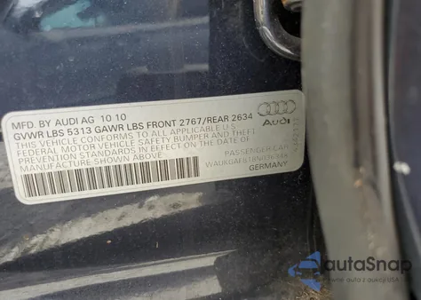 2011 Audi A6 Prestige из США, поврежденный, VIN WAUKGAFB1BN036348